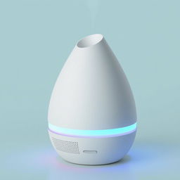A sleek, modern product design that combines an aromatherapy diffuser, a speaker, and ambient lighting