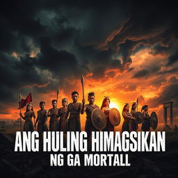 An artistic poster showcasing the theme of 'Ang Huling Himagsikan ng mga Mortal' (The Last Rebellion of Mortals)