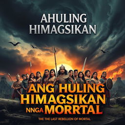 An artistic poster showcasing the theme of 'Ang Huling Himagsikan ng mga Mortal' (The Last Rebellion of Mortals)
