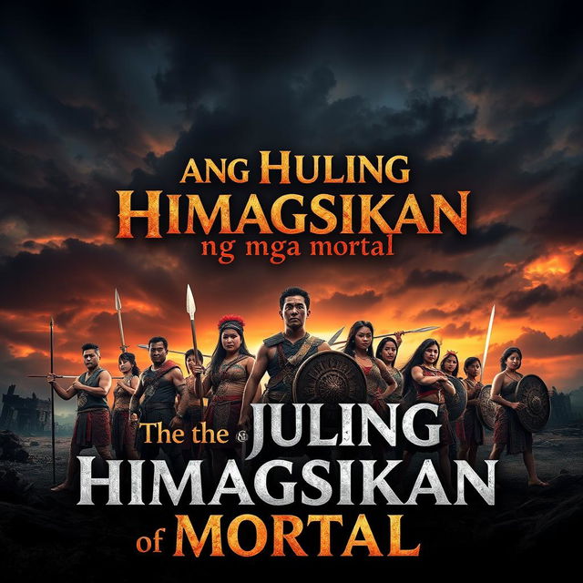 An artistic poster showcasing the theme of 'Ang Huling Himagsikan ng mga Mortal' (The Last Rebellion of Mortals)