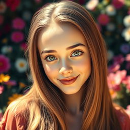 A stunning character portrait featuring a young woman with exceptionally large, fresh-looking eyes that sparkle with brightness