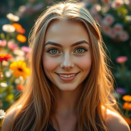 A stunning character portrait featuring a young woman with exceptionally large, fresh-looking eyes that sparkle with brightness