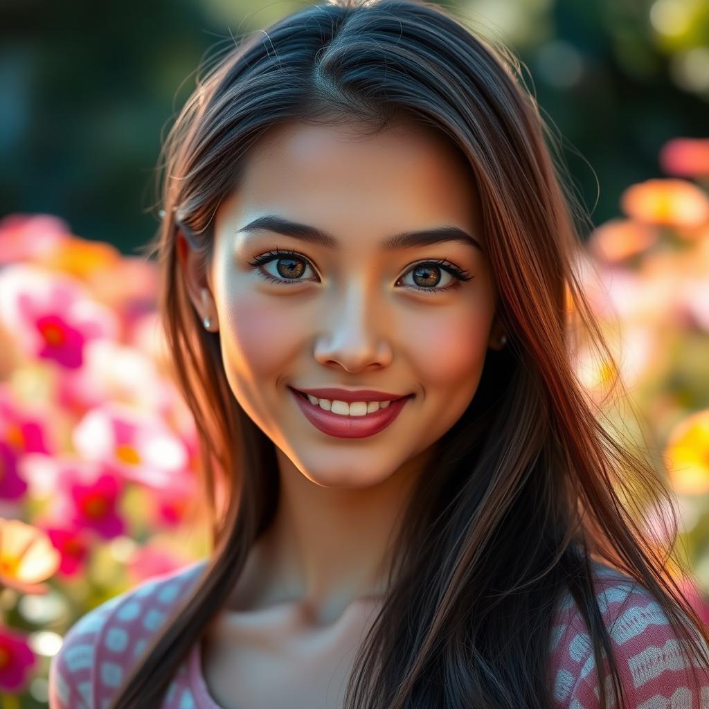 A stunning character portrait featuring a young woman with exceptionally large, fresh-looking eyes that sparkle with brightness