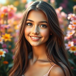 A stunning character portrait featuring a young woman with exceptionally large, fresh-looking eyes that sparkle with brightness