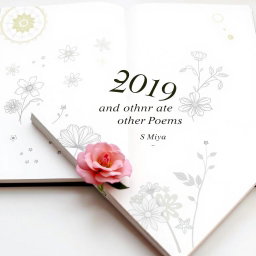 A beautifully decorated full-page white poetry book cover featuring elegant and intricate designs of floral patterns and abstract shapes