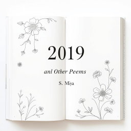 A beautifully decorated full-page white poetry book cover featuring elegant and intricate designs of floral patterns and abstract shapes