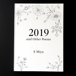 A beautifully decorated full-page white poetry book cover featuring elegant and intricate designs of floral patterns and abstract shapes