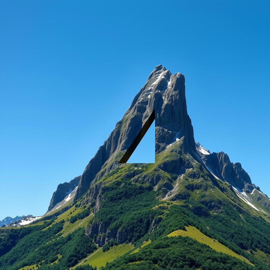A striking visualization of the number 4 transformed into a majestic mountain shape