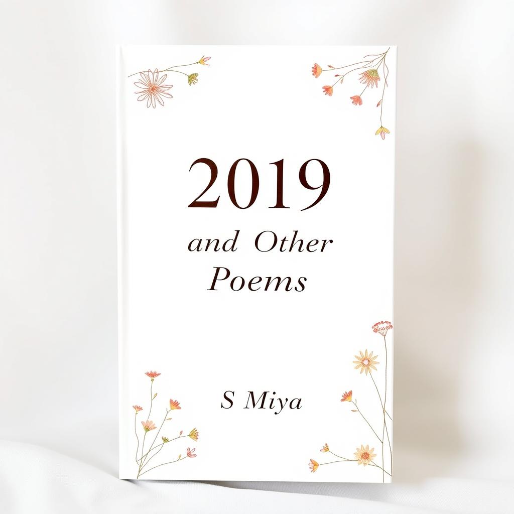 A beautifully decorated, fullscreen white poetry book cover featuring the title '2019 and Other Poems' prominently displayed in an elegant serif font