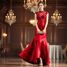 A beautifully tailored formal dress designed in an elegant evening style