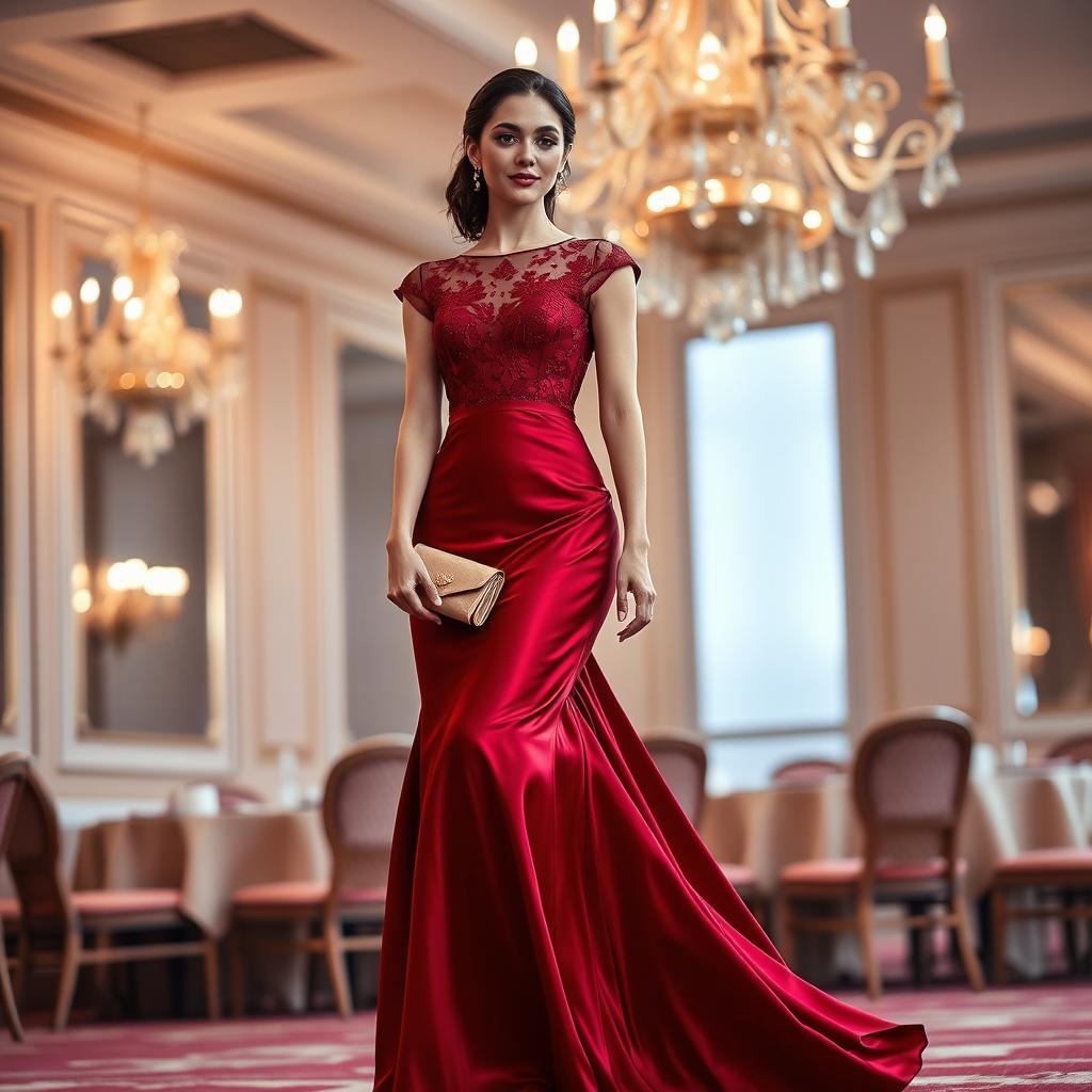 A beautifully tailored formal dress designed in an elegant evening style