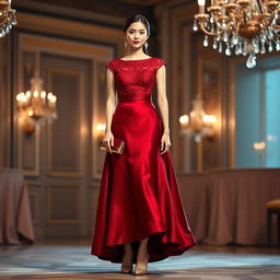 A beautifully tailored formal dress designed in an elegant evening style