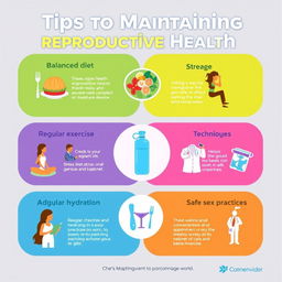 An informative and visually appealing infographic illustrating tips for maintaining reproductive health