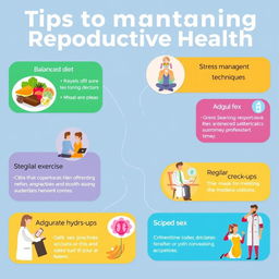 An informative and visually appealing infographic illustrating tips for maintaining reproductive health