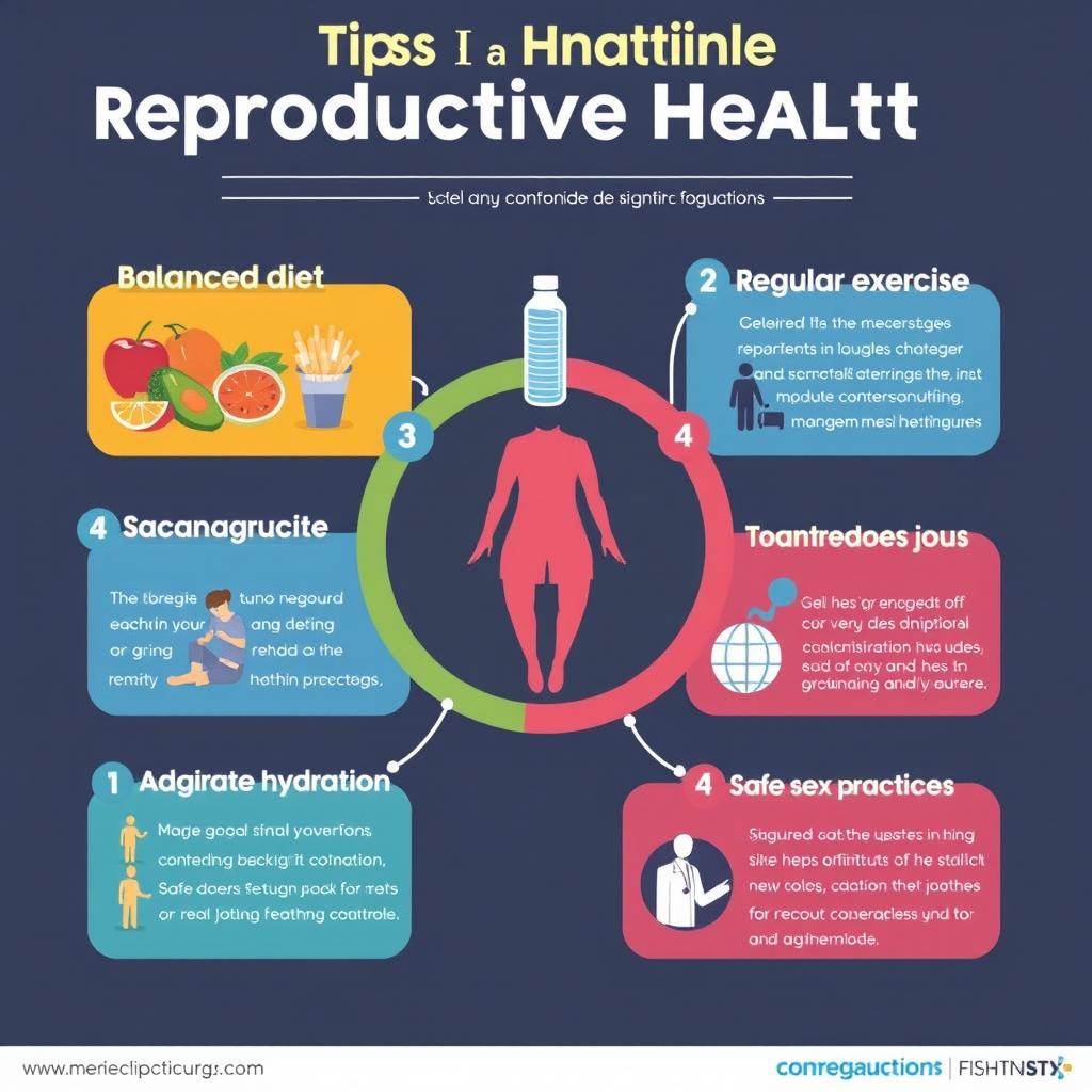 An informative and visually appealing infographic illustrating tips for maintaining reproductive health