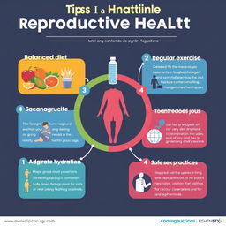 An informative and visually appealing infographic illustrating tips for maintaining reproductive health