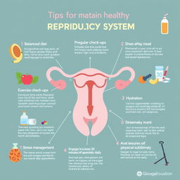 An infographic featuring tips for maintaining a healthy reproductive system