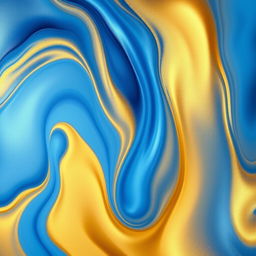 An abstract composition featuring a dynamic blend of blue and gold colors, creating a sense of movement and depth