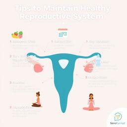 An infographic designed in a simple and clear style that provides tips for maintaining a healthy reproductive system