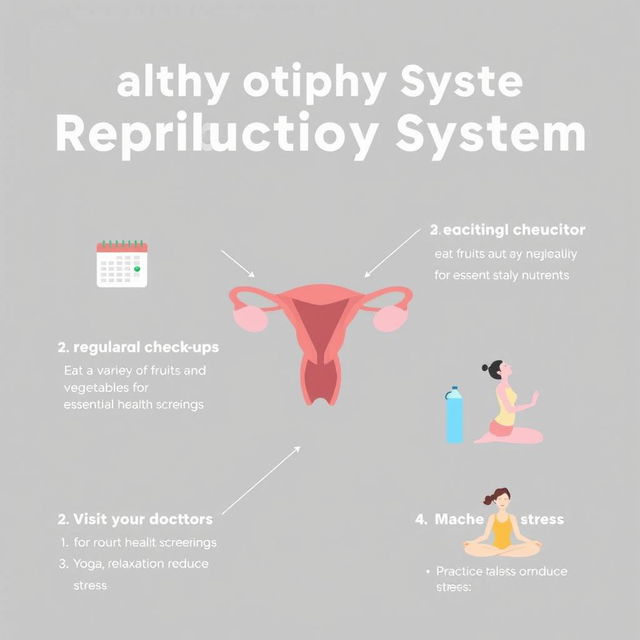An infographic designed in a simple and clear style that provides tips for maintaining a healthy reproductive system