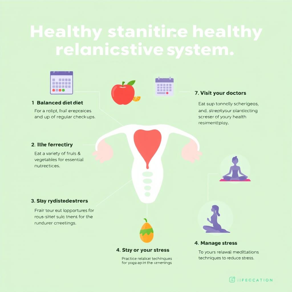 An infographic designed in a simple and clear style that provides tips for maintaining a healthy reproductive system