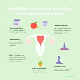 An infographic designed in a simple and clear style that provides tips for maintaining a healthy reproductive system