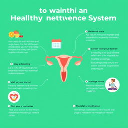 An infographic designed in a simple and clear style that provides tips for maintaining a healthy reproductive system