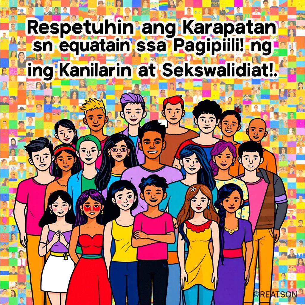 A vibrant and colorful poster advocating for respecting individuals' rights to choose their gender and sexuality