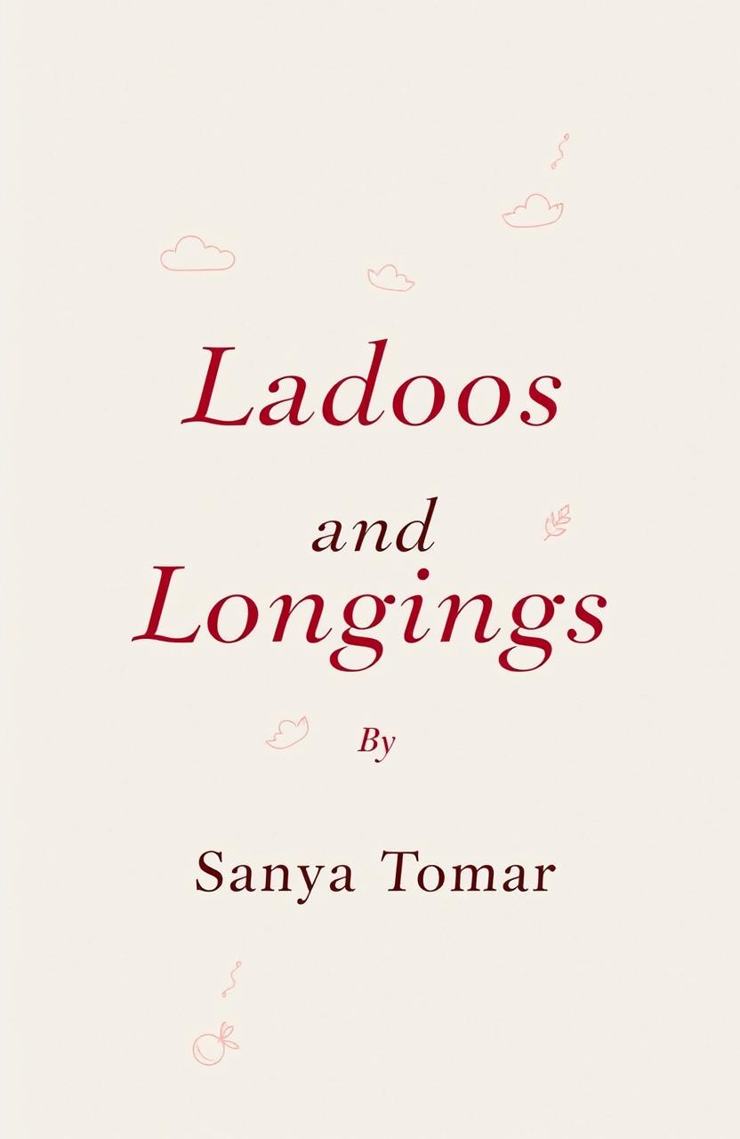 A minimalist and aesthetic novel cover for 'Ladoos and Longings' by Sanya Tomar