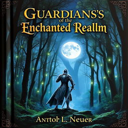 A captivating book cover design for a fantasy novel featuring a mystical forest with ethereal glowing trees