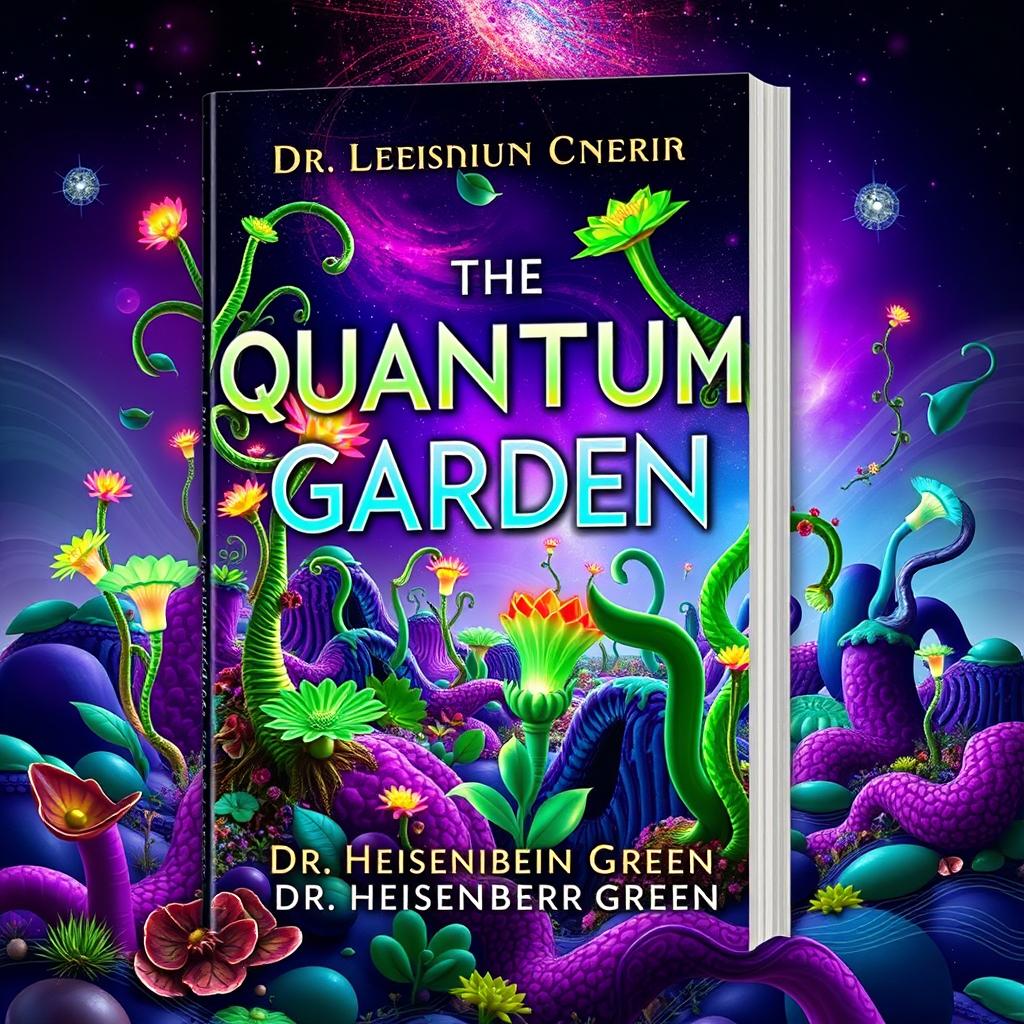 A book cover design for 'The Quantum Garden' by Dr