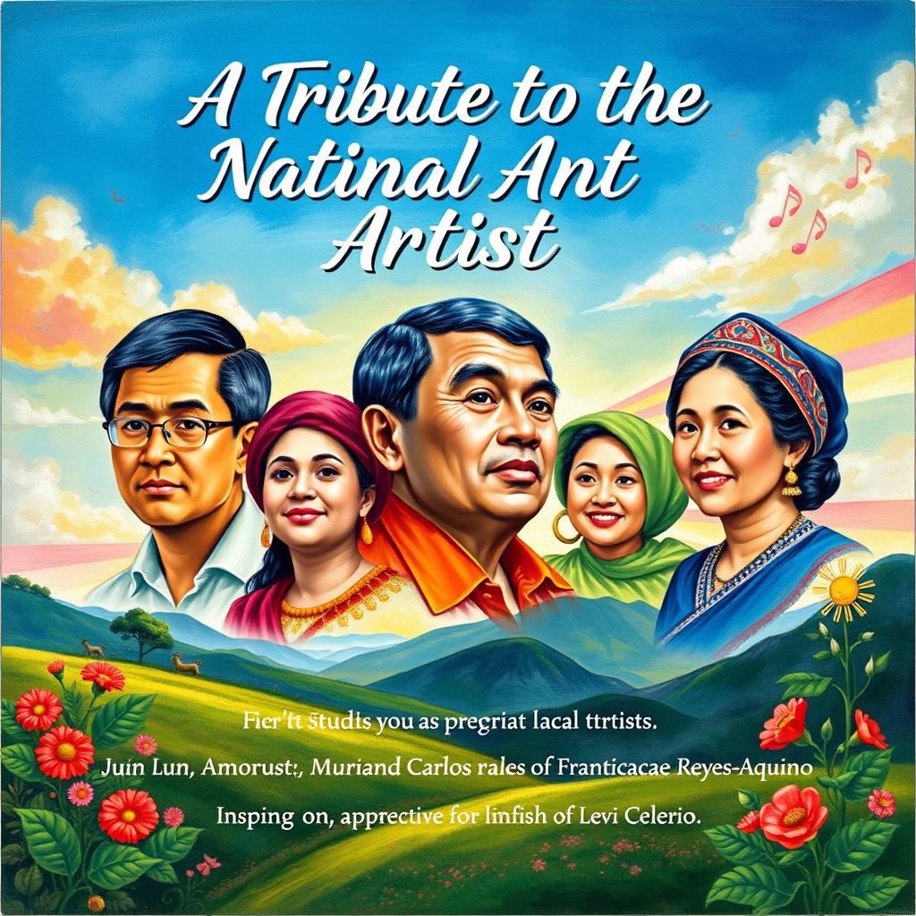 A vibrant landscape-oriented poster celebrating Filipino National Artists titled 'A Tribute to the National Artist'