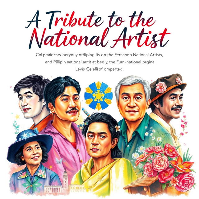 A landscape-oriented poster titled 'A Tribute to the National Artist', celebrating Filipino National Artists and their legacy