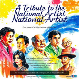 A landscape-oriented poster titled 'A Tribute to the National Artist', celebrating Filipino National Artists and their legacy