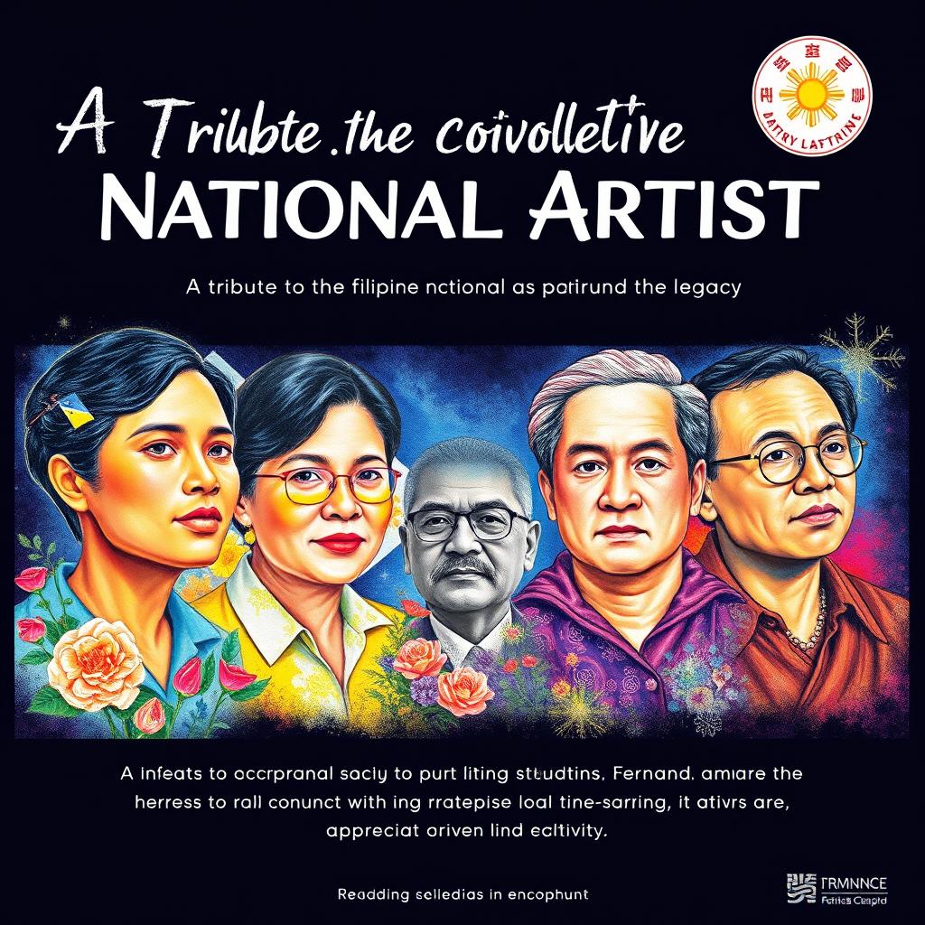 A landscape-oriented poster titled 'A Tribute to the National Artist', celebrating Filipino National Artists and their legacy