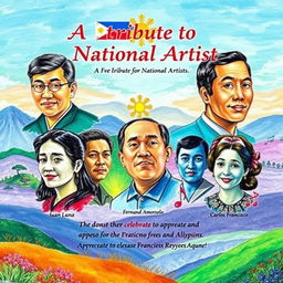A vibrant landscape-oriented poster titled 'A Tribute to the National Artist', showcasing appreciation for Filipino National Artists