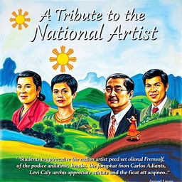 A vibrant landscape-oriented poster titled 'A Tribute to the National Artist', showcasing appreciation for Filipino National Artists