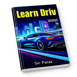 A visually striking book cover for the title 'Learn Drive' by Sir Faraz, set in the year 2025