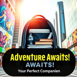 A vibrant, eye-catching marketing photo showcasing a modern product, such as a stylish backpack