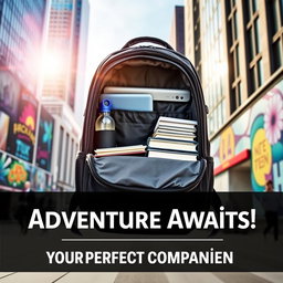 A vibrant, eye-catching marketing photo showcasing a modern product, such as a stylish backpack