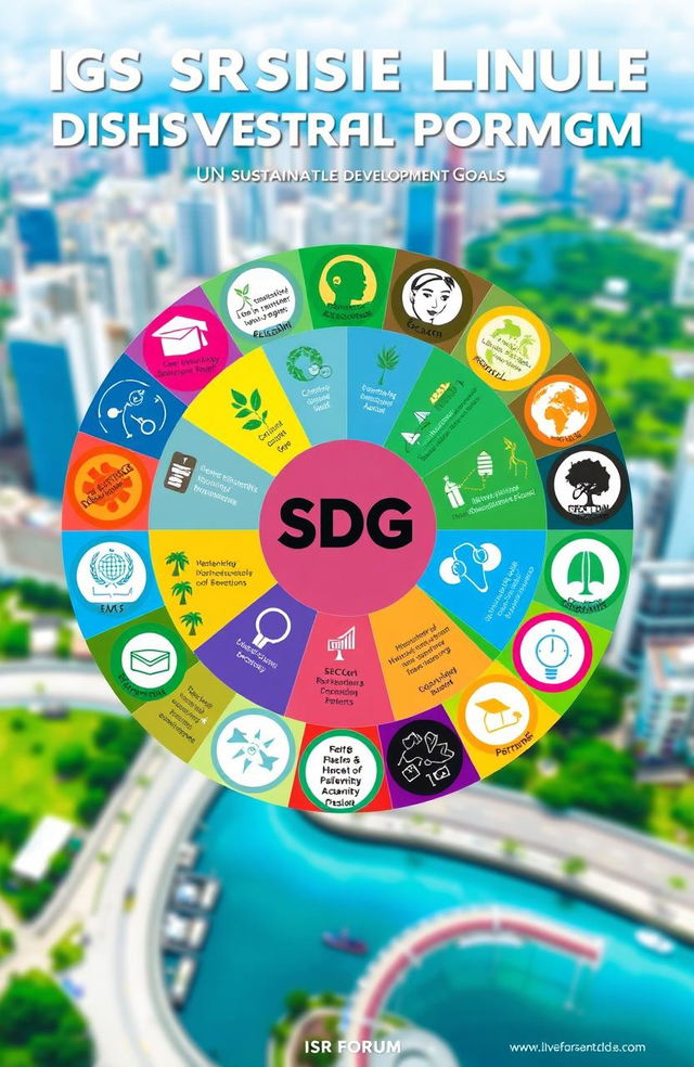 A visually engaging poster depicting the UN Sustainable Development Goals (SDGs) highlighted by the ISR Forum