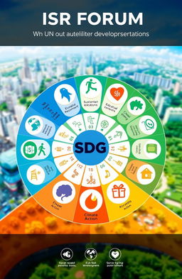 A visually engaging poster depicting the UN Sustainable Development Goals (SDGs) highlighted by the ISR Forum