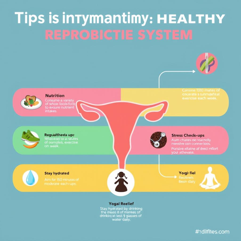 A unique infographic creatively presenting tips for maintaining a healthy reproductive system