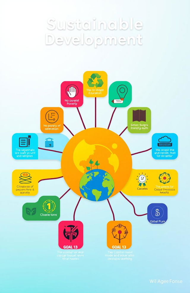 An infographic illustrating the Sustainable Development Goals (SDGs) with vibrant colors