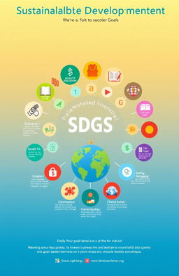 An infographic illustrating the Sustainable Development Goals (SDGs) with vibrant colors