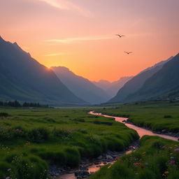 A stunning natural scene showcasing the beauty of a vibrant sunrise breaking over a majestic mountain range