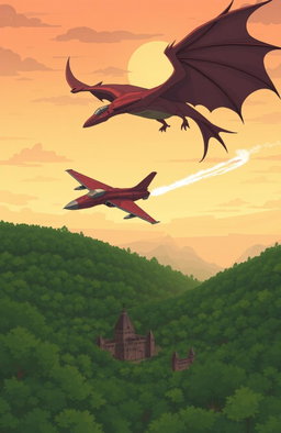 A modern nation transported to a medieval fantasy world, depicted in a simplistic anime or 2D art style