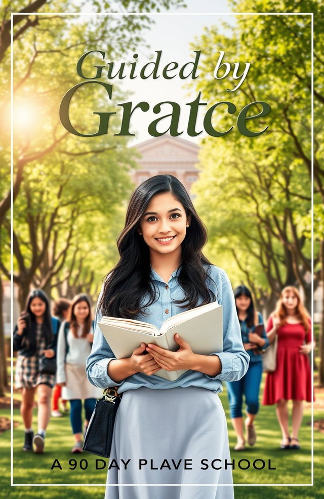 An attractive book cover design for a short story titled 'Guided by Grace: A 90-Day Journey in a Private School'