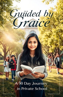 An attractive book cover design for a short story titled 'Guided by Grace: A 90-Day Journey in a Private School'