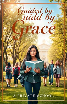 An attractive book cover design for a short story titled 'Guided by Grace: A 90-Day Journey in a Private School'